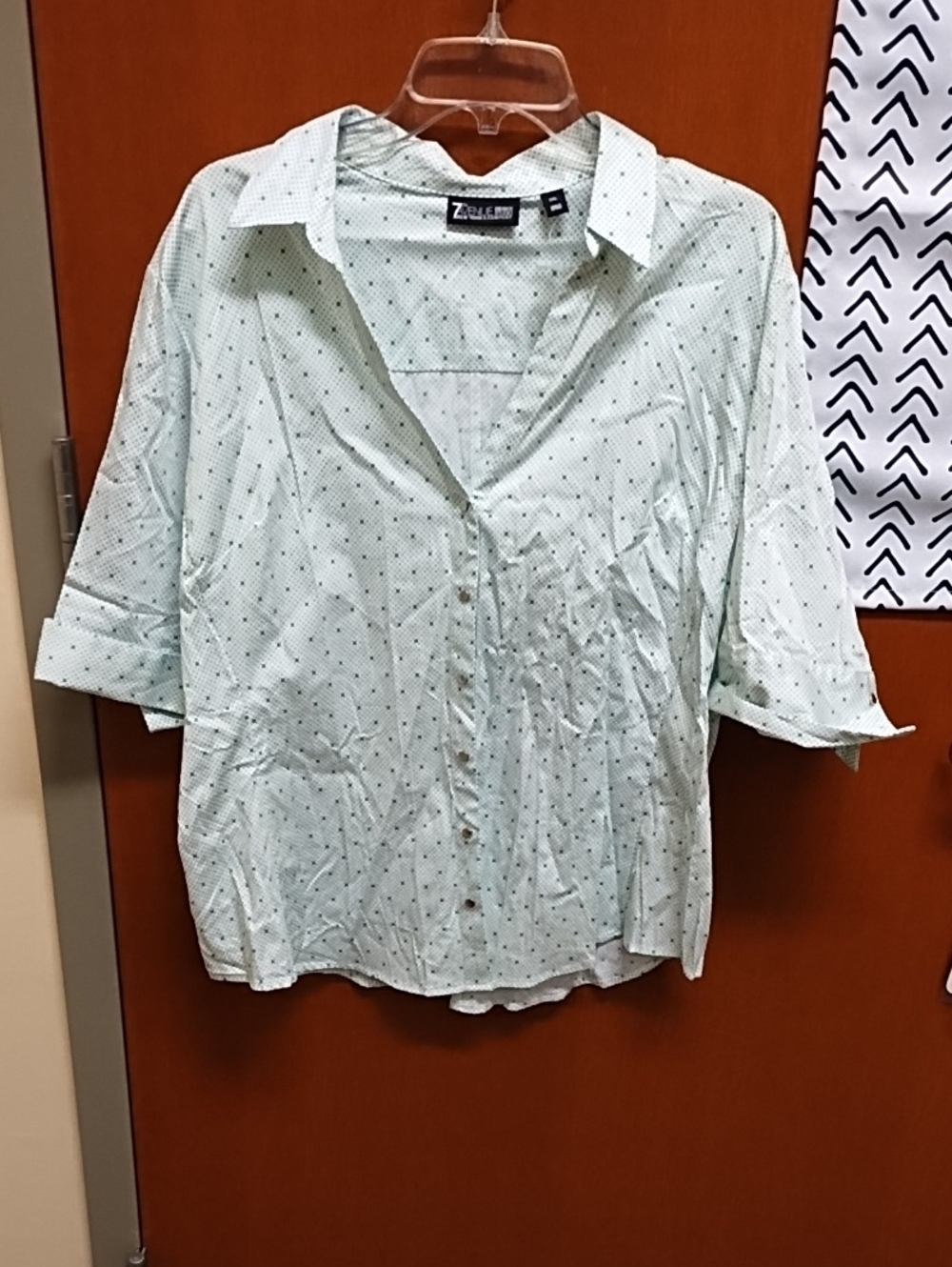 Avenue Mint Green Polka Dot Button-Up Blouse